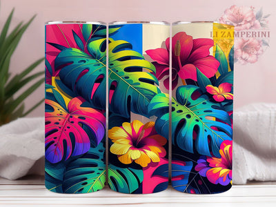 Colorful Monstera Plant Tumbler, Indoor Plants Tumbler, Colorful 20oz Wrap, Sublimation Design, Stylish Gift Idea, Artistic Plant Wrap, Museum Quality Tumbler Sublimation Li Zamperini 