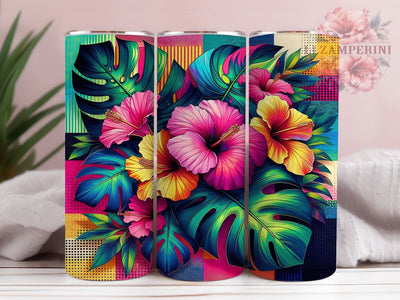 Colorful Monstera Plant Tumbler, Indoor Plants Tumbler, Colorful 20oz Wrap, Sublimation Design, Stylish Gift Idea, Artistic Plant Wrap, Museum Quality Tumbler Sublimation Li Zamperini 