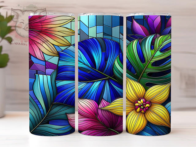 Colorful Monstera Plant Tumbler, Indoor Plants Wrap, Colorful Botanical Cup, Artistic Sublimation Design, Museum Quality Tumbler, Sweet Monstera Wrap, Adorable Plant Cup Sublimation Lara' s Designs 