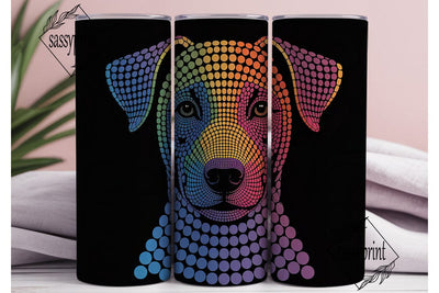 Colorful Mosaic Dog 20oz Tumbler Wrap Sublimation sassyprint 