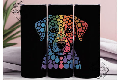 Colorful Mosaic Dog 20oz Tumbler Wrap Sublimation sassyprint 