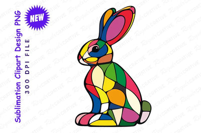 Colorful Mosaic Rabbit Clipart Png Sublimation Regulrcrative 