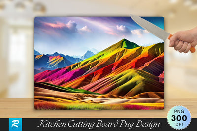 Colorful Mountains Cutting Board Sublimation Regulrcrative 