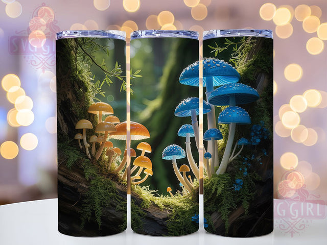 Colorful Mushroom Nature Tumbler, Stainless Steel, Thermal Tumbler, Nature Theme, Whimsical Design, 20Oz Tumbler, Sublimation Wrap Sublimation SvggirlplusArt 