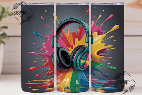 Colorful Music Splashes 20oz Tumbler Sublimation sassyprint 