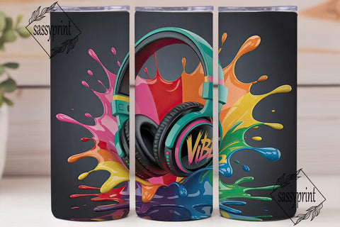 Colorful Music Splashes 20oz Tumbler Sublimation sassyprint 