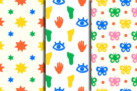 Colorful Natural Shapes Seamless Patterns Digital Pattern Rin Green 