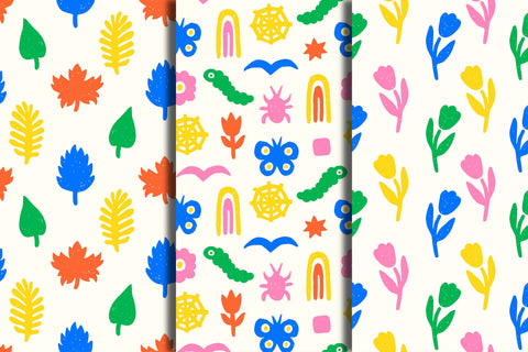 Colorful Natural Shapes Seamless Patterns Digital Pattern Rin Green 