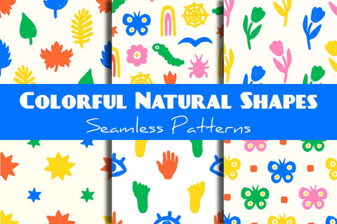 Colorful Natural Shapes Seamless Patterns Digital Pattern Rin Green 
