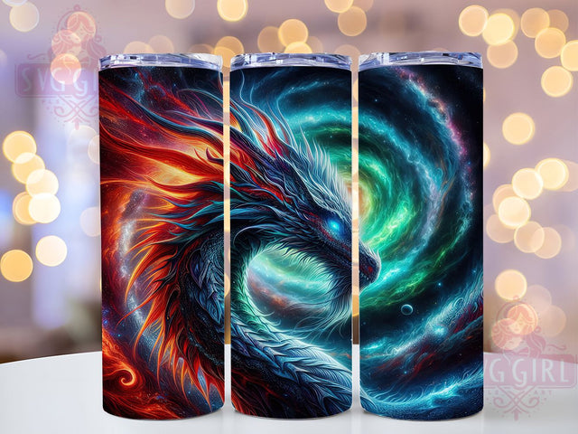 Colorful Neon Fantasy Dragon Tumbler, Neon Dragon, Fantasy Wrap, 20Oz Tumbler, Sublimation Design, Trippy Art, Magical Creature Sublimation SvggirlplusArt 