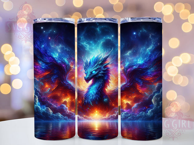 Colorful Neon Fantasy Dragon Tumbler, Neon Dragon, Fantasy Wrap, 20Oz Tumbler, Sublimation Design, Trippy Art, Magical Creature Sublimation SvggirlplusArt 