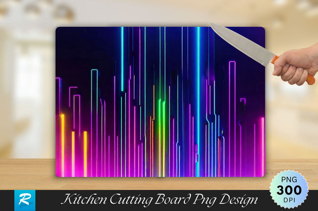 Colorful Neon Lights Cutting Board Sublimation Regulrcrative 