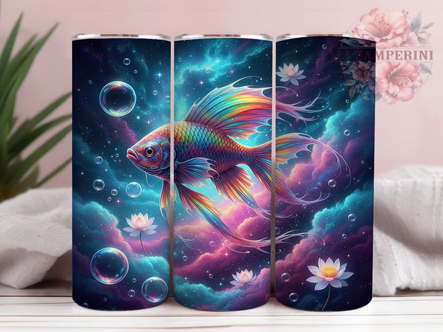 Colorful Neon Ocean Fish Tumbler, Ocean Neon Wrap, Colorful Sea Cup, Artistic Sublimation Design, Tropical Gift Tumbler, Sweet Ocean Wrap, Adorable Neon Cup Sublimation Li Zamperini 