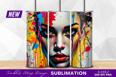 Colorful Paint Splatter Portrait Artistic Expression Sublimation Regulrcrative 