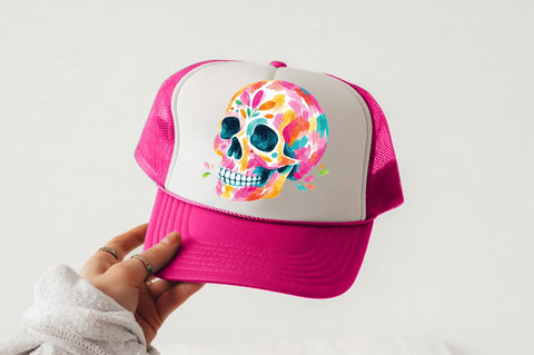Colorful Painted Skull PNG, Halloween Skull Shirt Design SVG Pickled Thistle Creative 