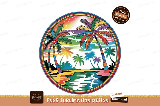 Colorful Palm Tree Island Sublimation Design Sublimation Designangry 
