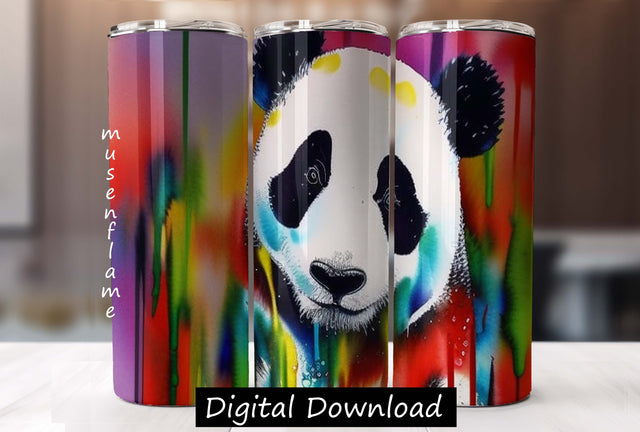 Colorful Panda Bear | Straight Sublimation Tumbler Design 20oz, 30oz Sublimation MFsublimationdesign 