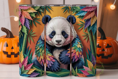 Colorful Panda Tumbler Wrap PNG Sublimation PixelChick 