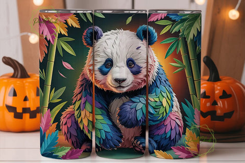 Colorful Panda Tumbler Wrap PNG Sublimation PixelChick 