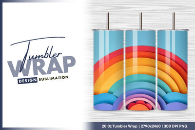 Colorful paper cut rainbow tumbler png design Sublimation Regulrcrative 