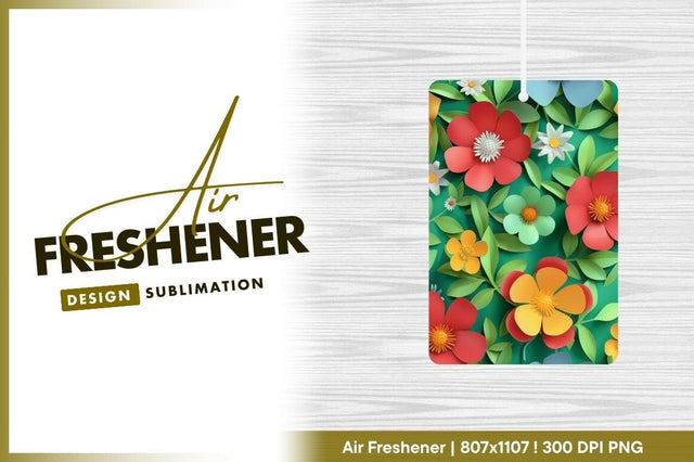 Colorful paper flowers and leaves on green Sublimation Regulrcrative 