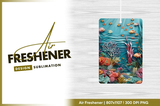 Colorful papercraft coral reef with fish Sublimation Regulrcrative 