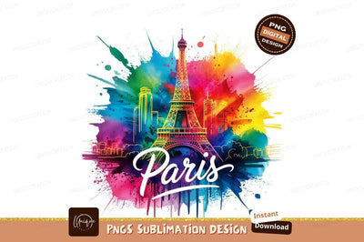 Colorful Paris Cityscape Eiffel Tower Design Sublimation Designangry 