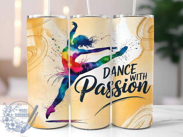 Colorful Passion Dance 20oz Tumbler, Colorful Dance Wrap, 20oz Sublimation Design, Dance Tumbler Wrap, Passionate Dancer Cup, Vibrant Dance Gift, Custom Dance Drinkware Sublimation ToriDesigns 