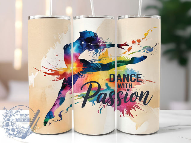 Colorful Passion Dance 20oz Tumbler, Colorful Dance Wrap, 20oz Sublimation Design, Dance Tumbler Wrap, Passionate Dancer Cup, Vibrant Dance Gift, Custom Dance Drinkware Sublimation ToriDesigns 