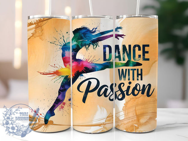 Colorful Passion Dance 20oz Tumbler, Colorful Dance Wrap, 20oz Sublimation Design, Dance Tumbler Wrap, Passionate Dancer Cup, Vibrant Dance Gift, Custom Dance Drinkware Sublimation ToriDesigns 