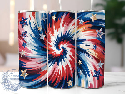 Colorful Patriotic Tie-Dye Tumbler, American Flag Pattern, Patriotic Swirl Design, USA Tie Dye Art, Fourth July Pattern, Red White Blue Cup, Colorful Patriotic Design Sublimation ToriDesigns 