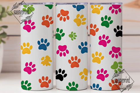 Colorful Paw Prints Tumbler Wrap Sublimation sassyprint 
