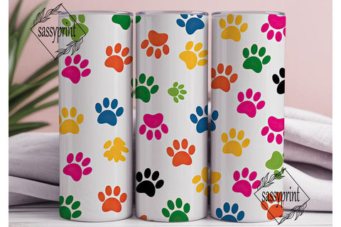 Colorful Paw Prints Tumbler Wrap Sublimation sassyprint 