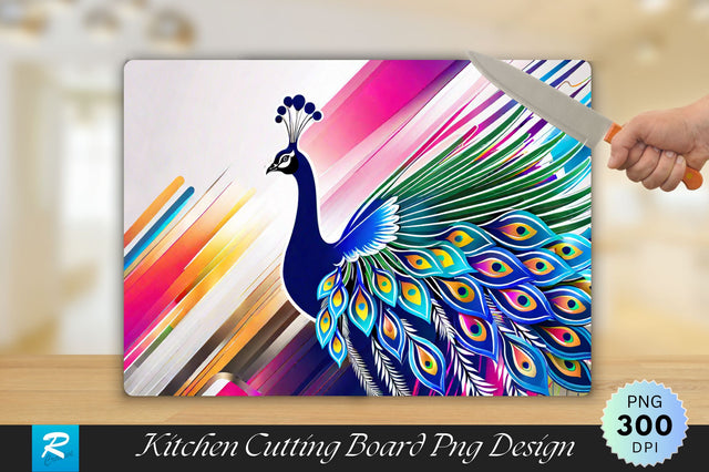 Colorful Peacock Cutting Board Sublimation Regulrcrative 