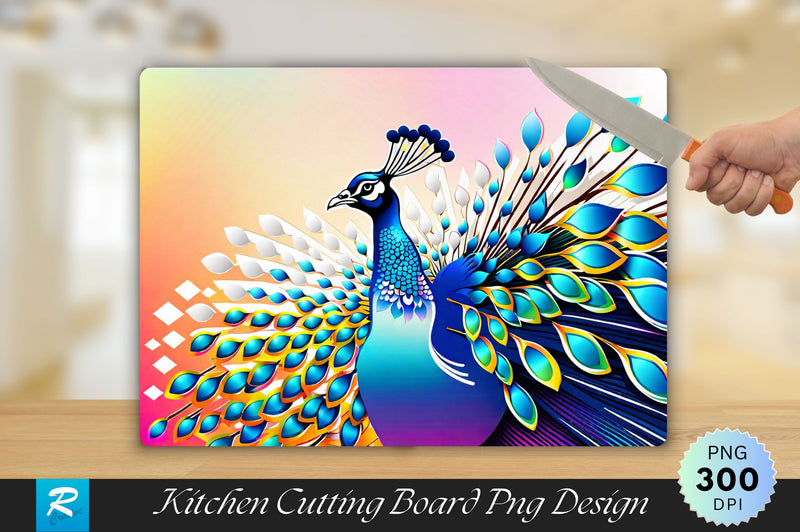 Colorful Peacock Cutting Board Sublimation Regulrcrative 