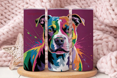 Colorful Pit Bull 20oz Tumbler Wrap Sublimation DesignSVG 