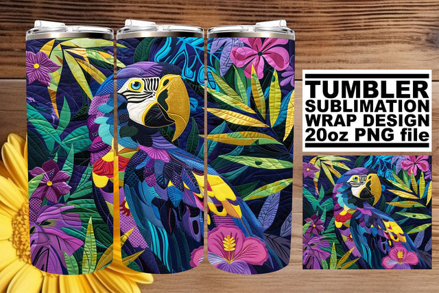 Colorful Plumage Paradise Tumbler Sublimation - 20oz Sublimation afrosvg 