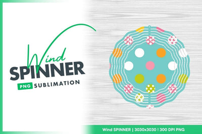 Colorful Polka Dot Pattern on Teal Background Wind Spinner Round Png Sublimation Regulrcrative 