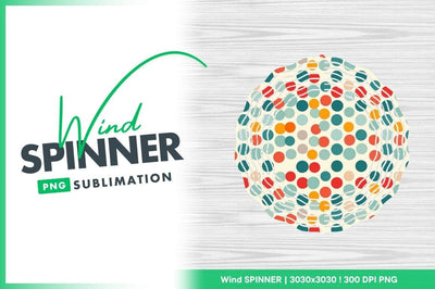 Colorful Polka Dot Pattern Wind Spinner Round Png on Cream Background Sublimation Regulrcrative 