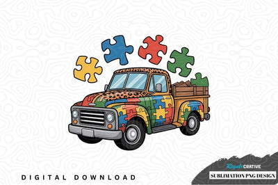 Colorful puzzle truck sublimation design Sublimation Regulrcrative 