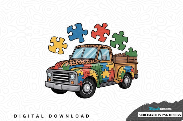 Colorful puzzle truck sublimation design Sublimation Regulrcrative 
