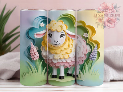 Colorful Quilled Easter Lamb Tumbler, Easter Lamb Tumbler, Artistic Lamb Wrap, Whimsical Lamb Wrap, Colorful Quilled Lamb Wrap, Sublimation Design, Trendy Gift Idea Sublimation Li Zamperini 