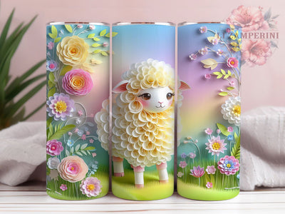 Colorful Quilled Easter Lamb Tumbler, Easter Lamb Tumbler, Artistic Lamb Wrap, Whimsical Lamb Wrap, Colorful Quilled Lamb Wrap, Sublimation Design, Trendy Gift Idea Sublimation Li Zamperini 