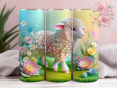 Colorful Quilled Easter Lamb Tumbler, Easter Lamb Tumbler, Artistic Lamb Wrap, Whimsical Lamb Wrap, Colorful Quilled Lamb Wrap, Sublimation Design, Trendy Gift Idea Sublimation Li Zamperini 