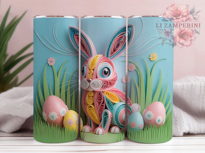 Colorful Quilled Spring Bunny Tumbler, Colorful Spring Bunny Tumbler, Artistic Bunny Wrap, Whimsical Quilled Bunny Wrap, Festive Spring Wrap, Sublimation Design, Trendy Gift Idea Sublimation Li Zamperini 