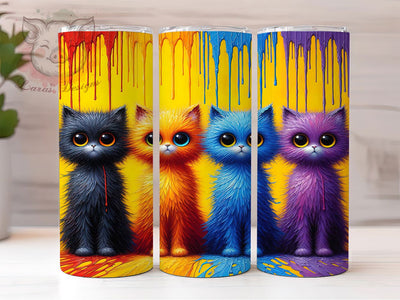 Colorful Quirky Cat Tumbler, Quirky Cats Tumbler, Cute 20oz Wrap, Sublimation Design, Stylish Gift Idea, Fun Cat Wrap, Artistic Cat Tumbler Sublimation Lara' s Designs 