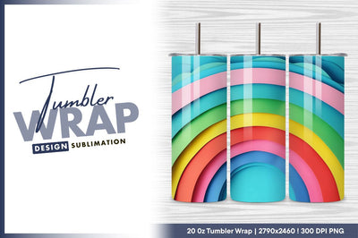 Colorful rainbow arcs flat lay tumbler png Sublimation Regulrcrative 