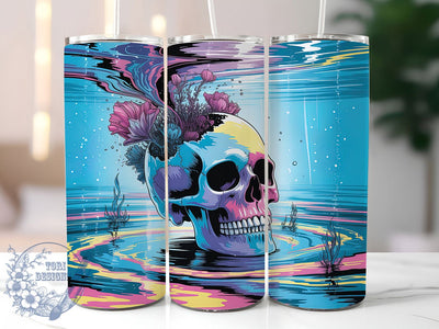Colorful Rainbow Artistic Skull Tumbler, Vibrant Skull Wrap, 20Oz Skinny Tumbler, Artistic Skull Sublimation, Rainbow Skull Design, Trendy Skull Tumbler, Abstract Skull Wrap Sublimation ToriDesigns 