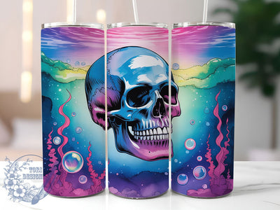 Colorful Rainbow Artistic Skull Tumbler, Vibrant Skull Wrap, 20Oz Skinny Tumbler, Artistic Skull Sublimation, Rainbow Skull Design, Trendy Skull Tumbler, Abstract Skull Wrap Sublimation ToriDesigns 