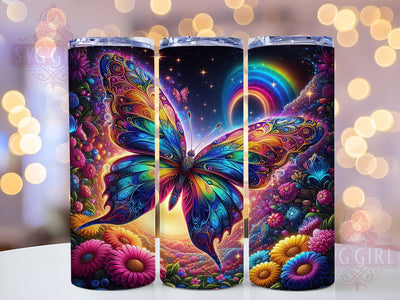 Colorful Rainbow Butterfly Tumbler, Colorful Tumbler, Stylish 20oz Wrap, Sublimation Design, Trendy Gift Idea, Vibrant Butterfly Wrap, Rustic Rainbow Tumbler Sublimation SvggirlplusArt 